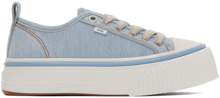 Photo: AMI Alexandre Mattiussi Blue Ami 1980 Platform Sneakers