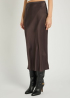 Anine Bing Bar Silk Midi Skirt Dark Brown