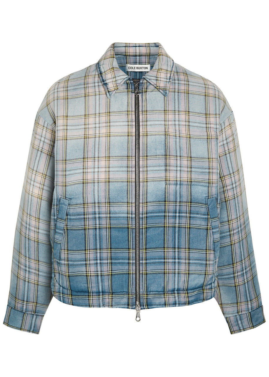 Cole Buxton Checked Cotton Jacket Blue