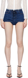Pushbutton Blue Lace Up Detail Denim Skort