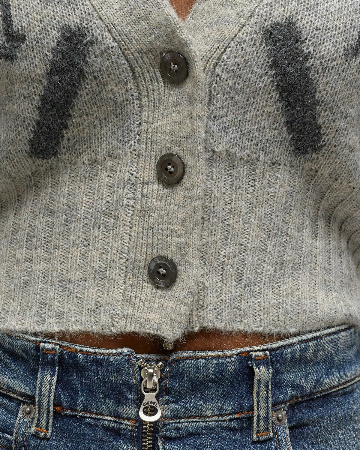 Misbhv M Argyle Knit Cardigan Grey Zippers & Cardigans