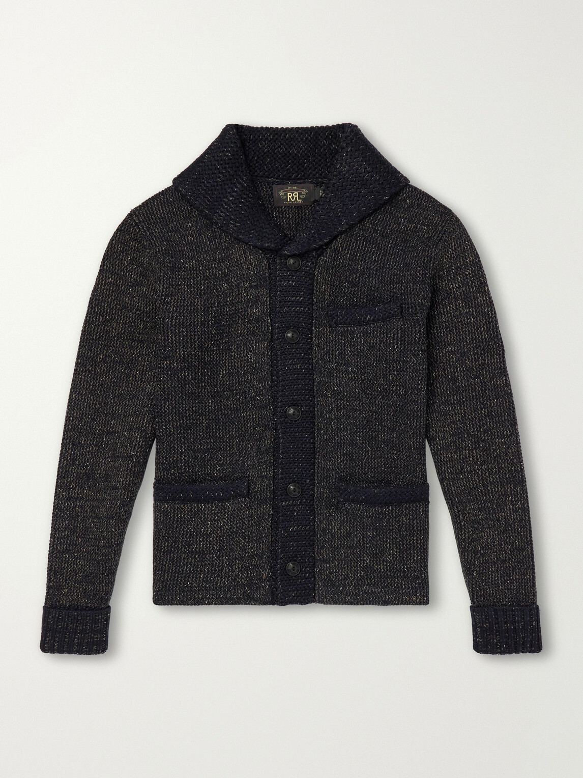 RRL - Shawl-Collar Mélange Wool, Cotton and Silk-Blend Cardigan - Blue