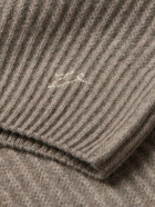 Valstar - Logo-Embroidered Ribbed Cashmere Rollneck Sweater - Brown