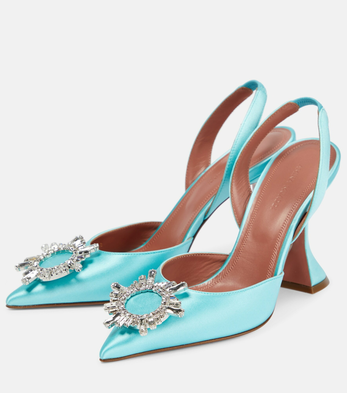 Amina Muaddi - Begum embellished satin slingback pumps