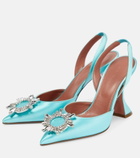 Amina Muaddi - Begum embellished satin slingback pumps