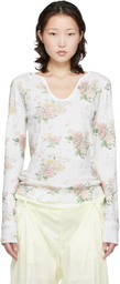 OPEN YY White Floral Hook Long Sleeve Henley