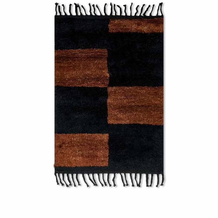 Photo: ferm LIVING Small Mara Knotted Rug in Black/Chocolate