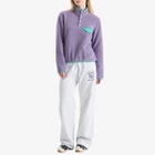 Sporty & Rich Women's Serif Logo Polar Sweatshirt in Dusty Grape Spring Green/Cream