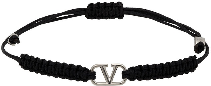 Photo: Valentino Garavani Black Braided VLogo Signature Bracelet