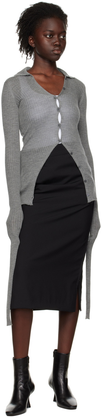 Quira SSENSE Exclusive Gray Spread Collar Cardigan