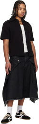 LU'U DAN Black Denim Maxi Shorts