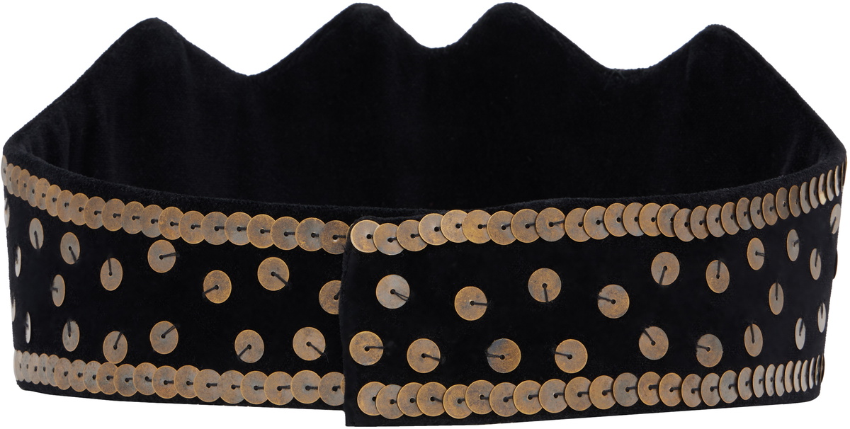 Bode Black Velvet Sequin Crown Headband