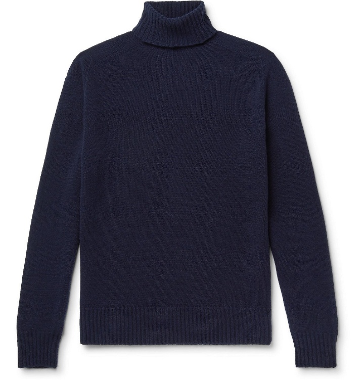 Photo: Officine Générale - Merino Wool and Cashmere-Blend Rollneck Sweater - Blue
