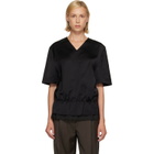 TOTEME Black V-Neck Satin Pullover Top