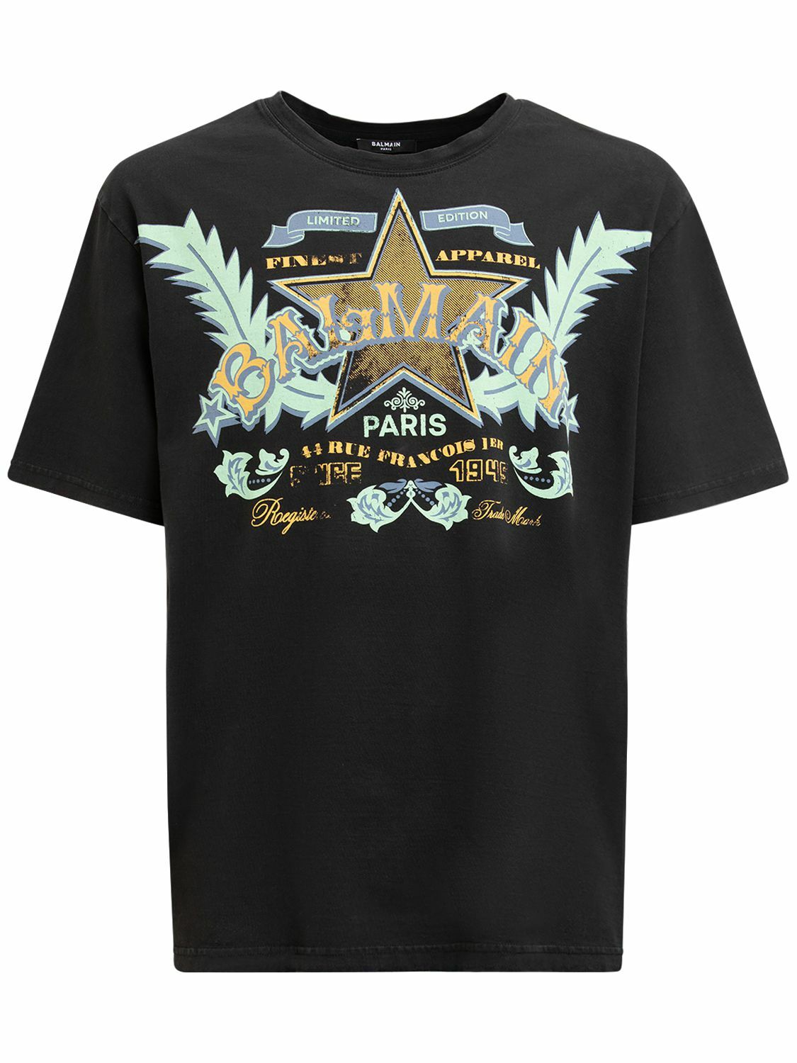 BALMAIN プリントロゴ入りTシャツ 関税送料込み BALMAIN - Logo Western Cotton Printed T-shirt Balmain