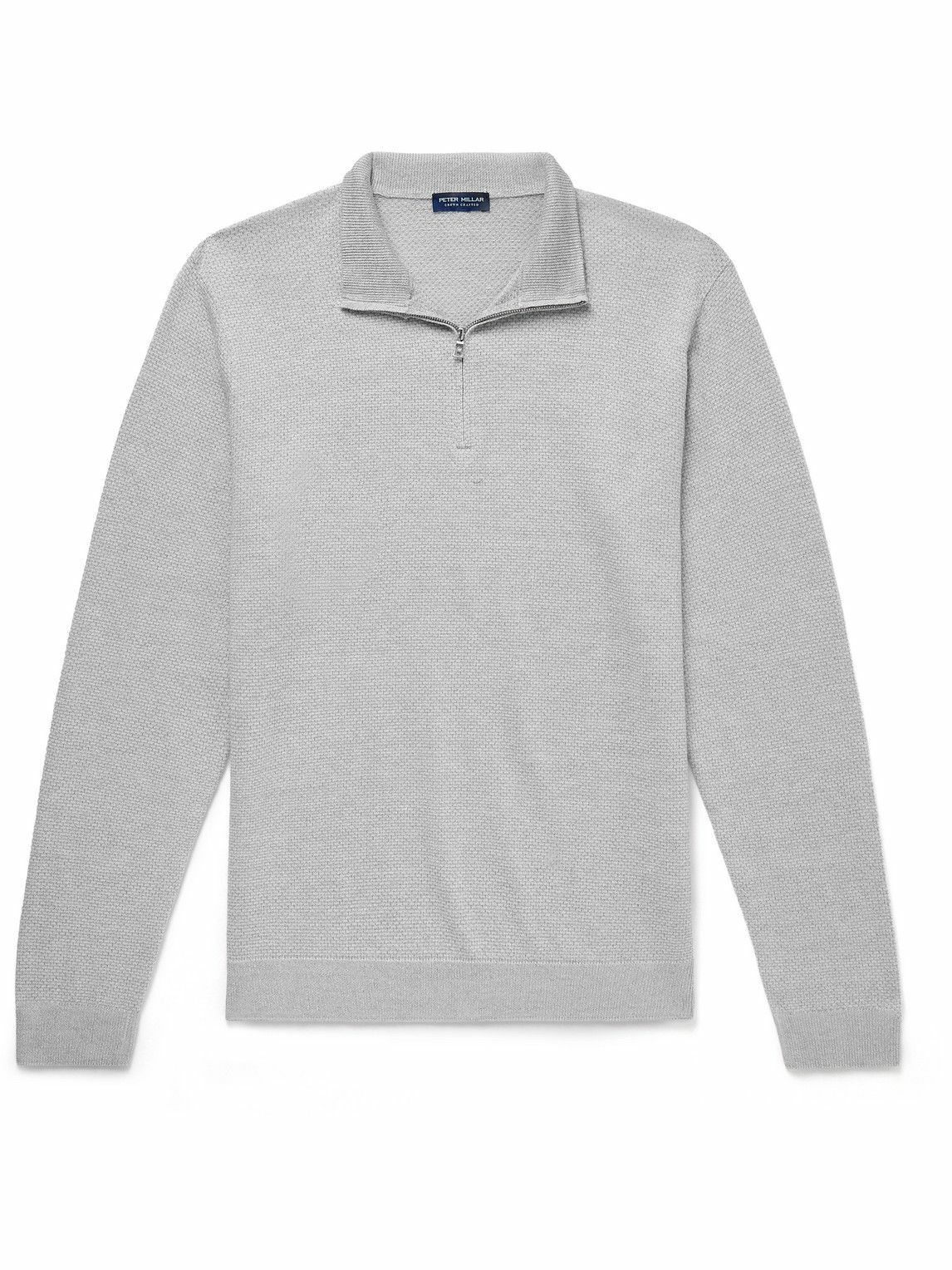 Peter Millar - Ashland Birdseye Merino Wool, Linen and Cotton-Blend Half-Zip Sweater - Gray