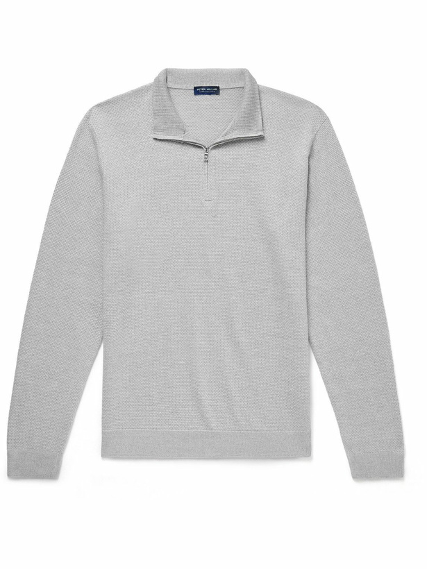 Photo: Peter Millar - Ashland Birdseye Merino Wool, Linen and Cotton-Blend Half-Zip Sweater - Gray