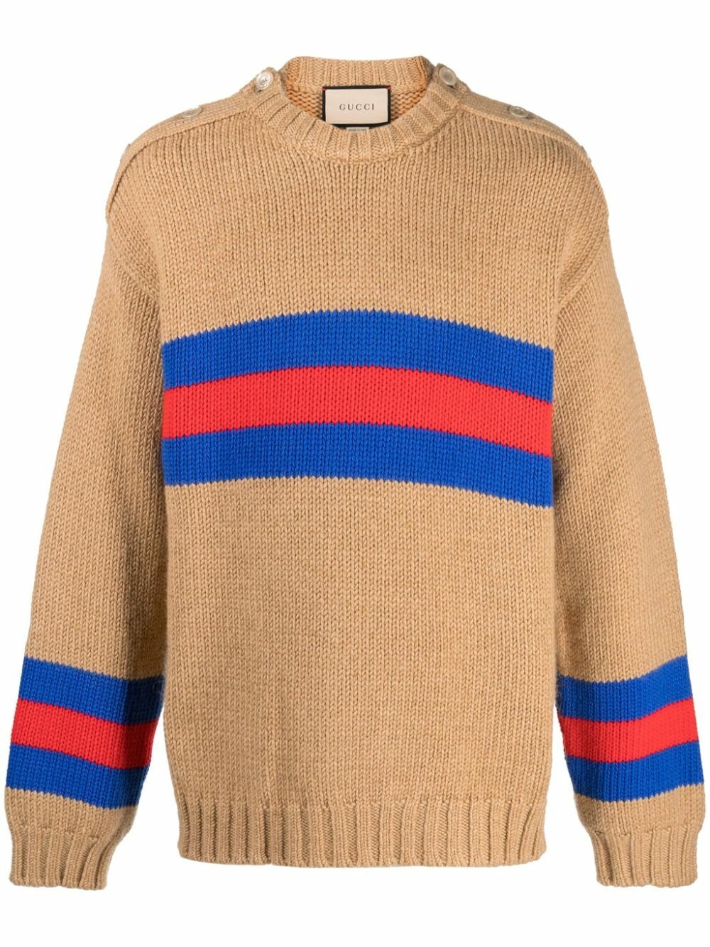 Gucci Red & Blue Striped Tiger Sweater SZ M - ShopperBoard