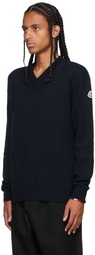 Moncler Navy Cashmere V-Neck Sweater