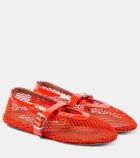 Alaïa Leather-trimmed fishnet ballet flats