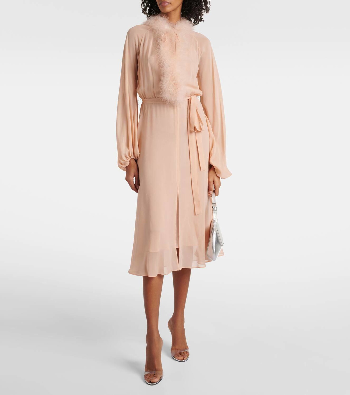 Blumarine Georg feather-trimmed midi dress