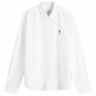 AMI Paris Men's Heart Button Down Oxford Shirt in Natural White