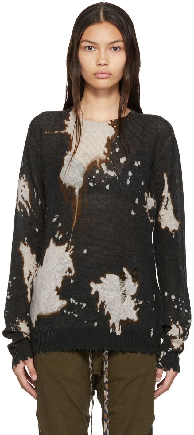 R13 Black Bleached Sweater