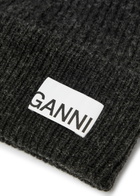 Ganni Ribbed Wool-blend Beanie - Grey - One Size