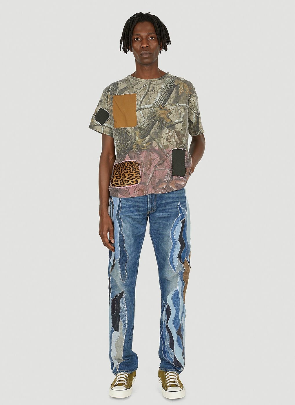 Patchwork Military T-Shirt in Grey LN-CC