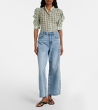 Frame Crochet Bow cropped wide-leg jeans