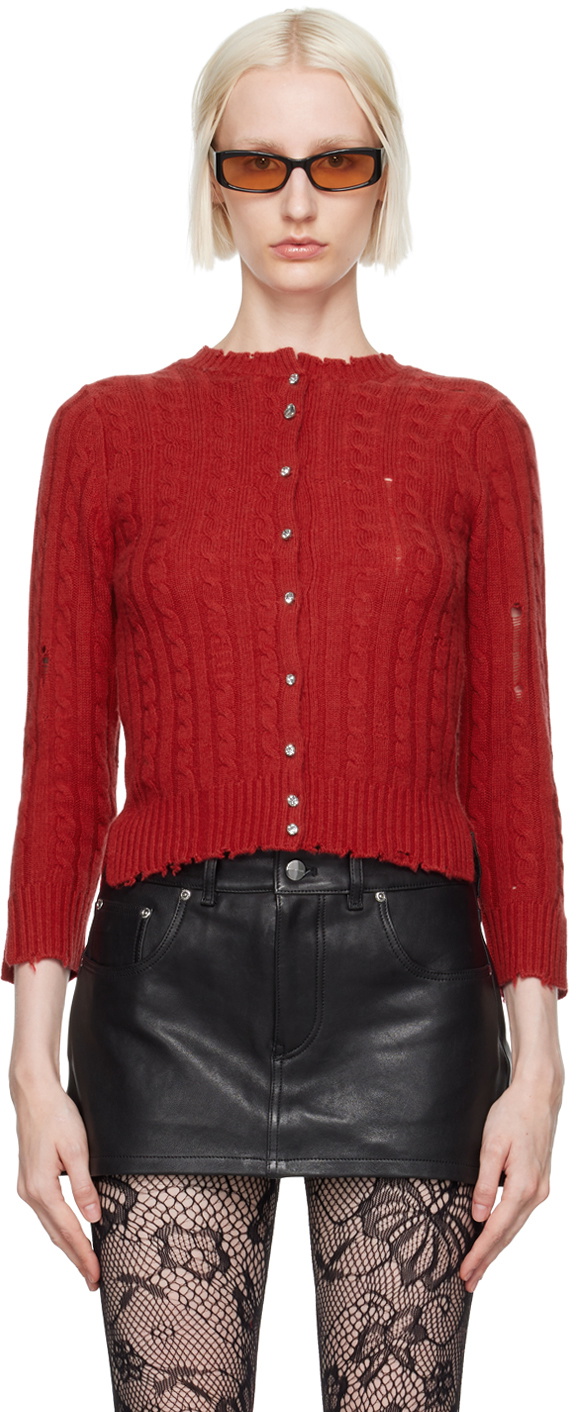 Marc Jacobs Red 'The Shrunken Cashmere Cable' Cardigan Marc Jacobs
