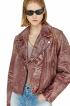 Diesel Biker jacket in treated leather - Leather jackets - Woman -