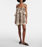 The Attico Leopard-print ruffled cotton minidress