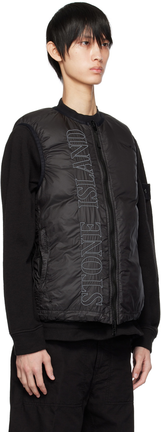 Stone Island Black Quilted Reversible Down Vest Stone Island