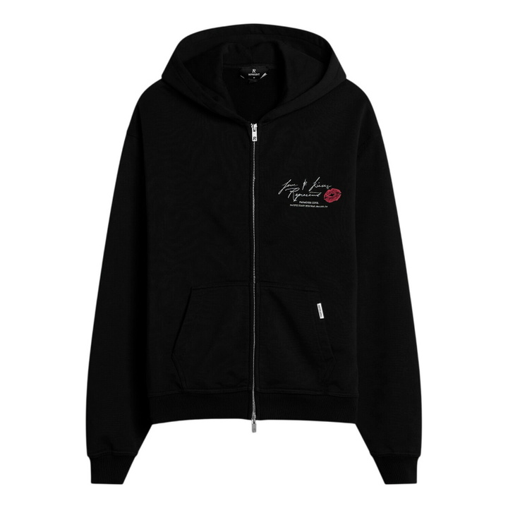Photo: Represent Men's Love And Kisses Zip Through Hoodie in Jet Black