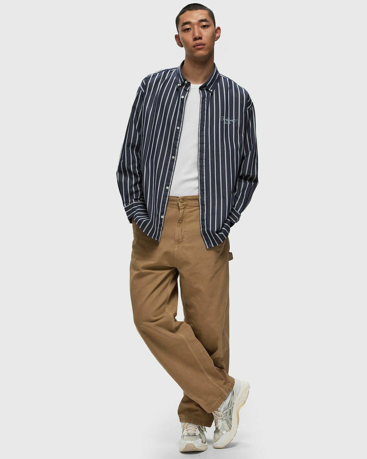 Carhartt WIP L/S Signature Shirt Blue Mens Longsleefe Carhartt WIP