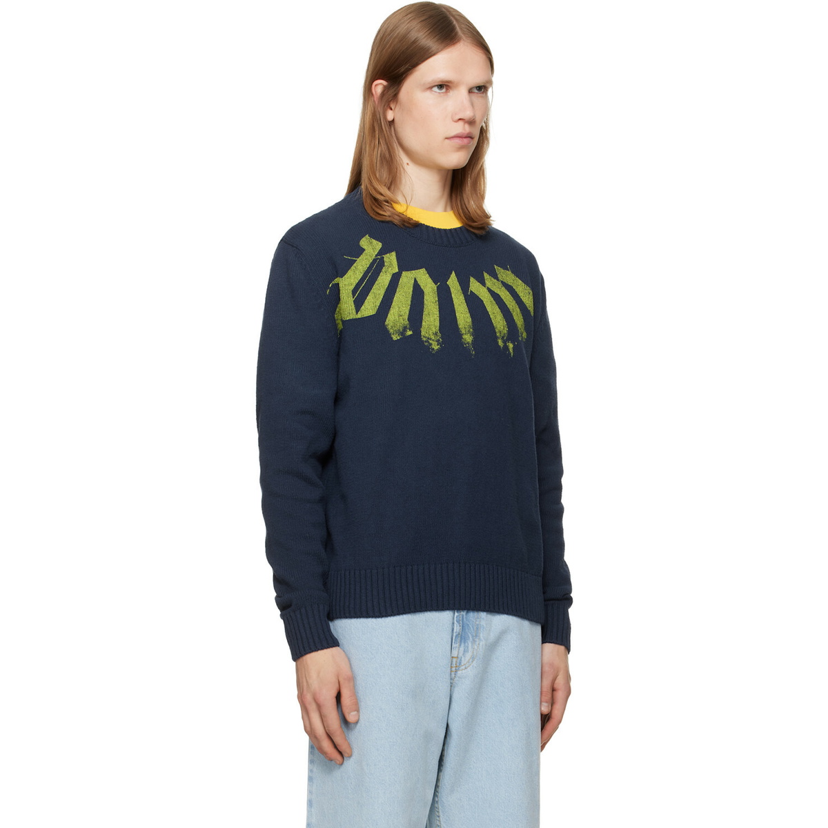 Palm Angels Navy Big Neck Logo Sweater