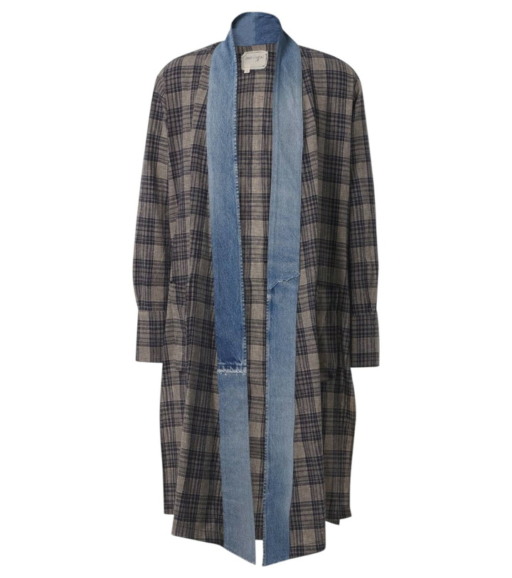 Photo: Greg Lauren Plaid denim-trimmed cotton coat
