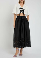 Sister Jane Blanca Broderie-anglaise Cotton Cropped Blouse White And Black