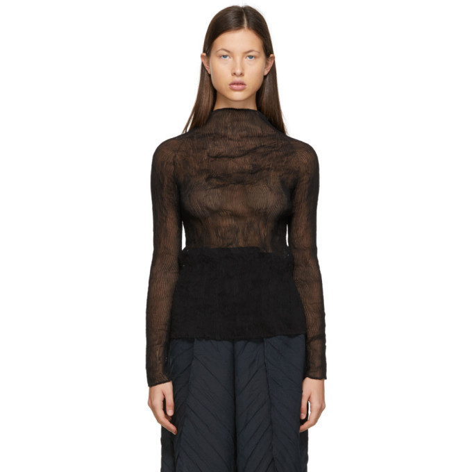 Issey Miyake Black Chiffon Twist Blouse Issey Miyake Men