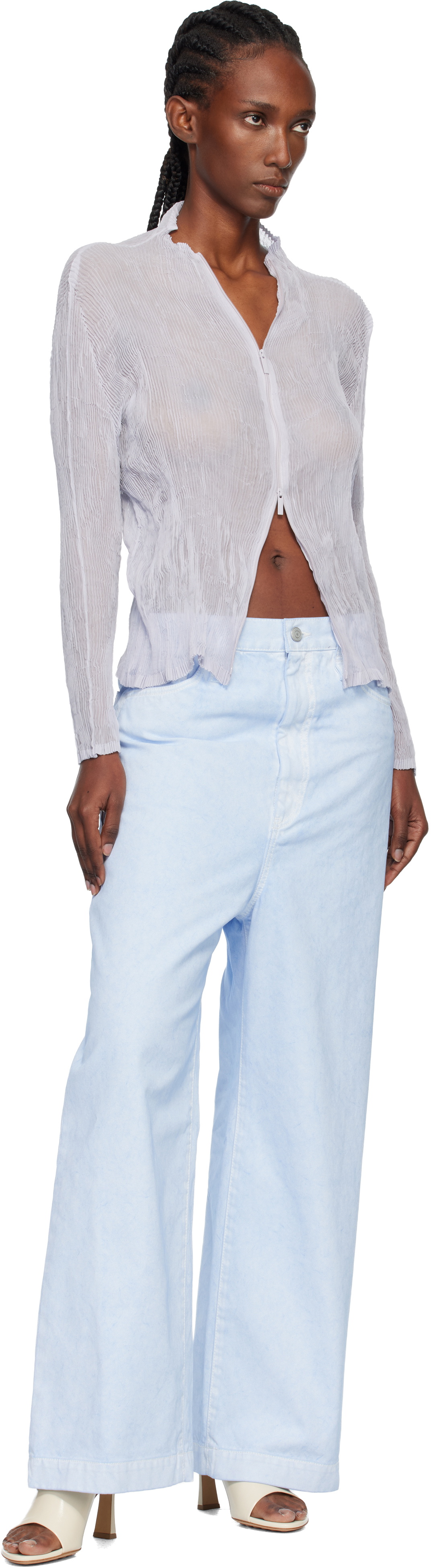 ISSEY MIYAKE Purple Chiffon Twist Cardigan
