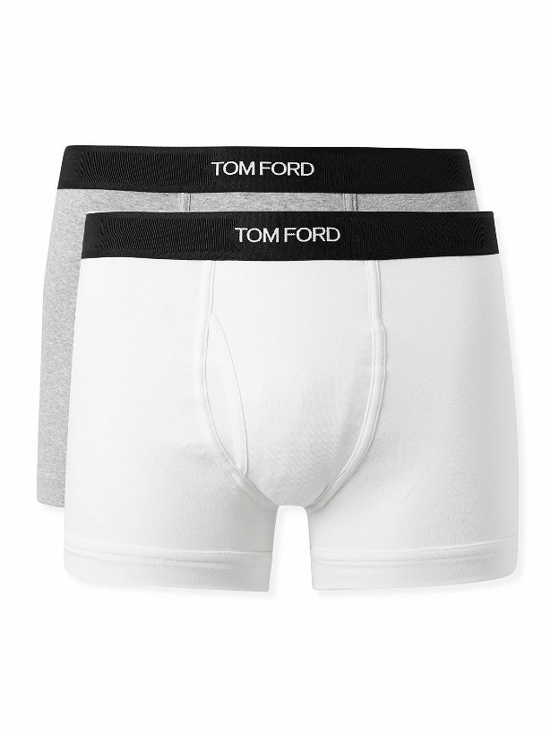 Photo: TOM FORD - Two-Pack Stretch-Cotton Jersey Boxer Briefs - White