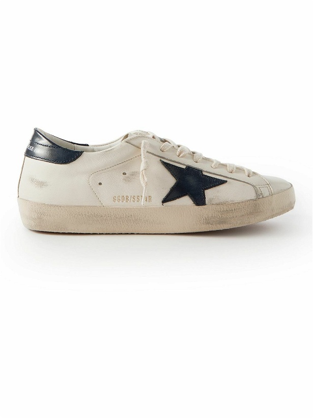 Photo: Golden Goose - Superstar Distressed Leather Sneakers - White