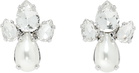 Simone Rocha Silver Victorian Faux-Pearl & Crystal Floret Stud Earrings