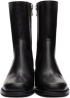 Dries Van Noten Black Leather Zip Boots