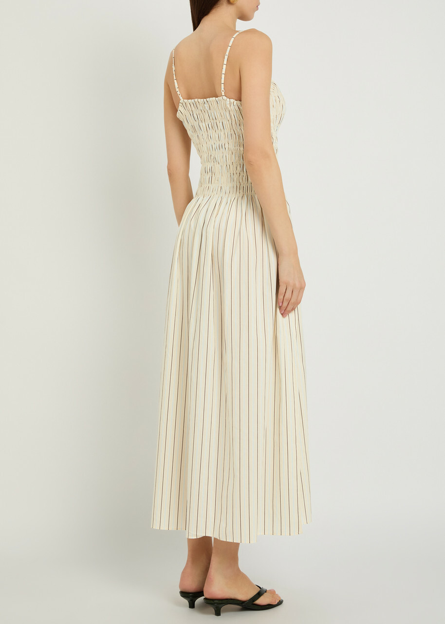 Faithfull The Brand Araceli Striped Cotton Maxi Dress Yellow
