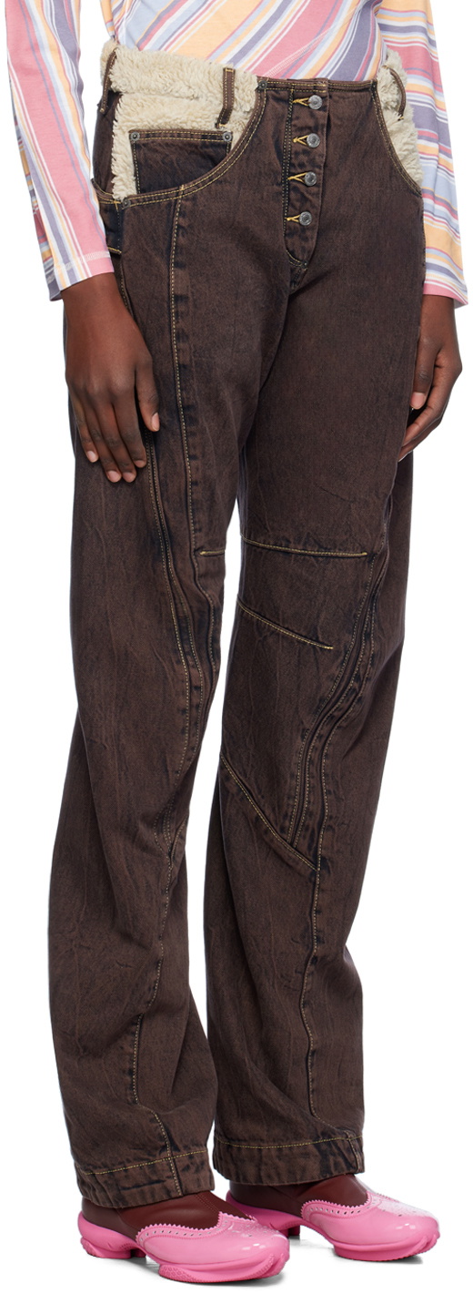 Kiko Kostadinov Brown Paneled Levi's Edition Jeans