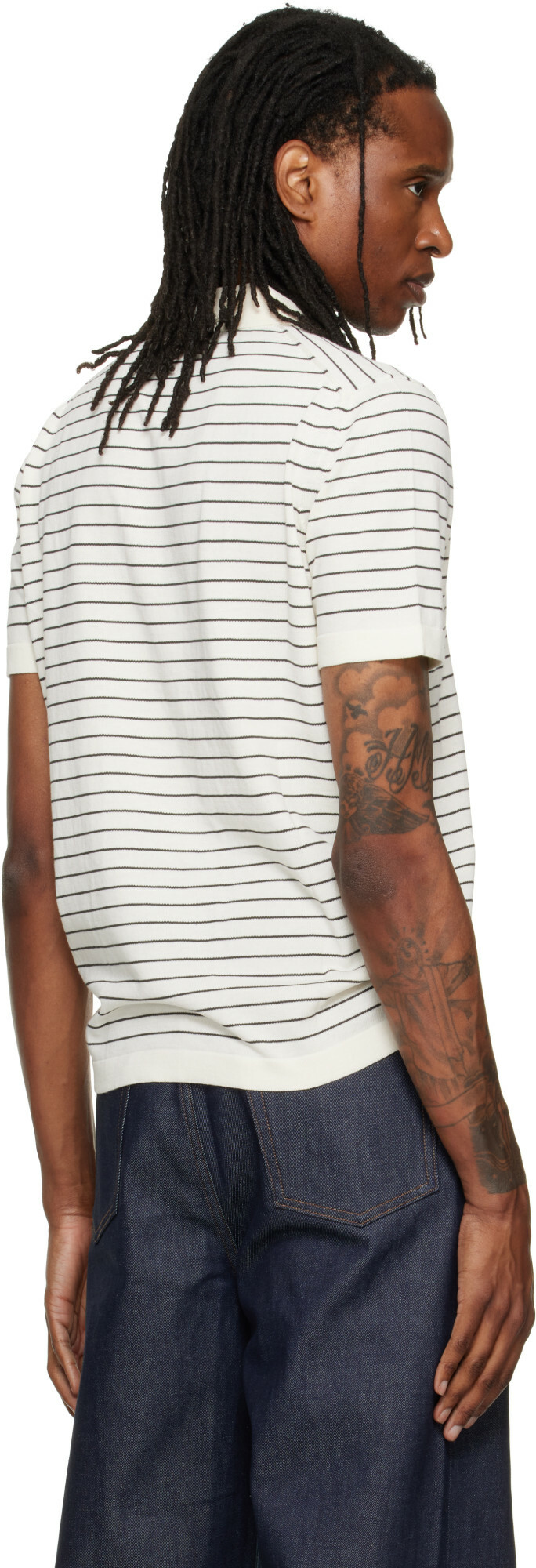 A.P.C. Off-White Fitted Striped Polo