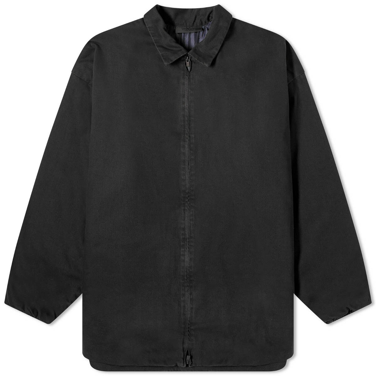 Photo: Fear of God ESSENTIALS Men's Filled Shirt Jacket in Overdye Black Denim