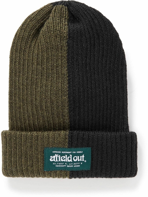 Photo: Afield Out® - Logo-Appliquéd Two-Tone Ribbed Wool Beanie